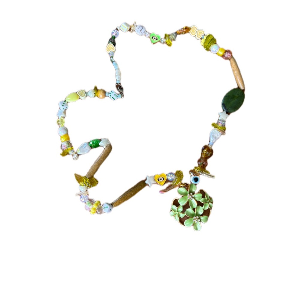 Fashion Nova Green and Yellow Eclectic Necklace